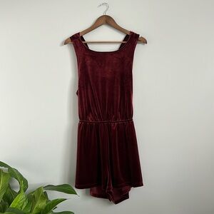 Velvet burgundy romper from UO!